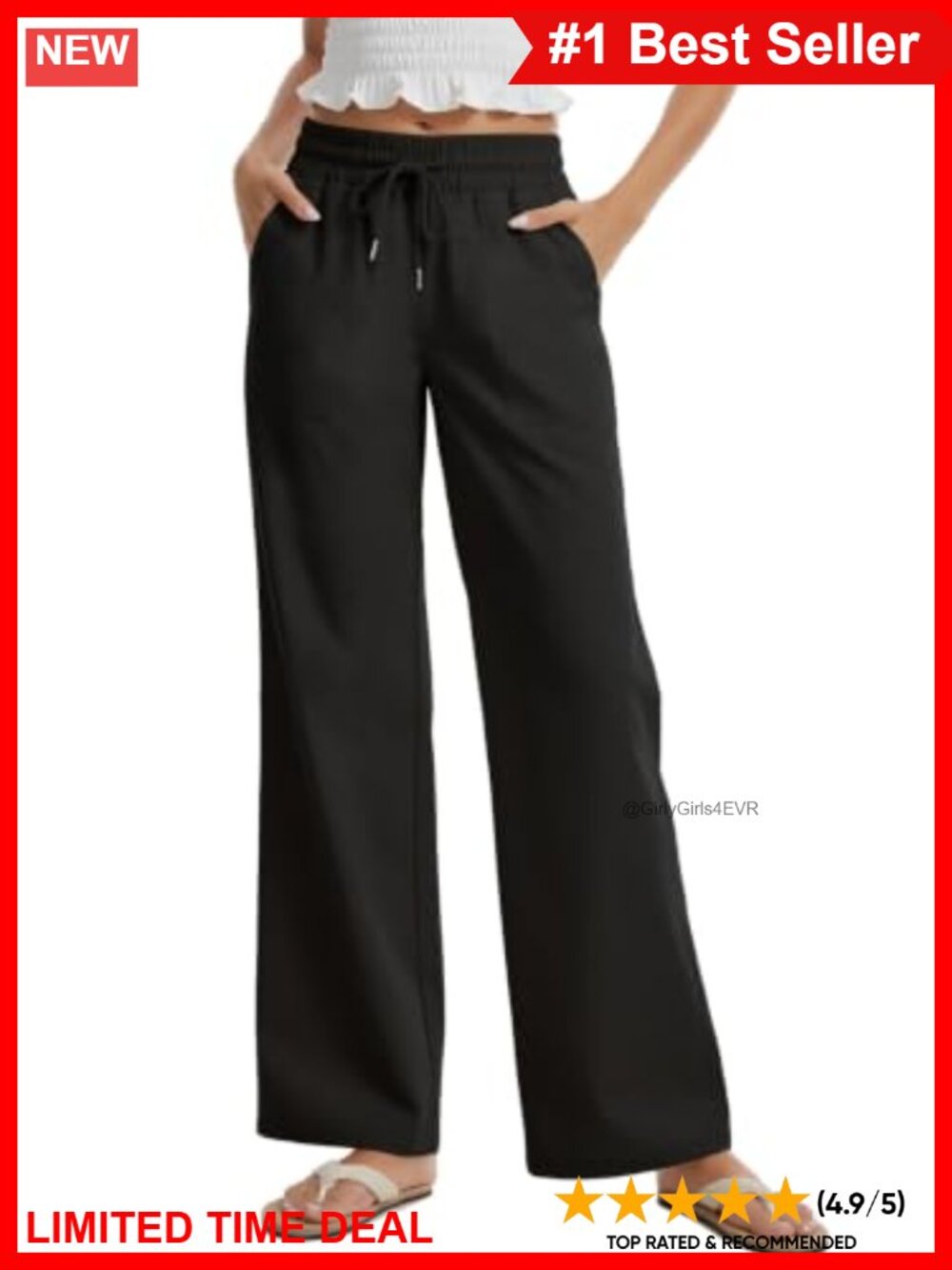 Tall Women's Wide Leg Linen Palazzo Pants High Waist Pockets